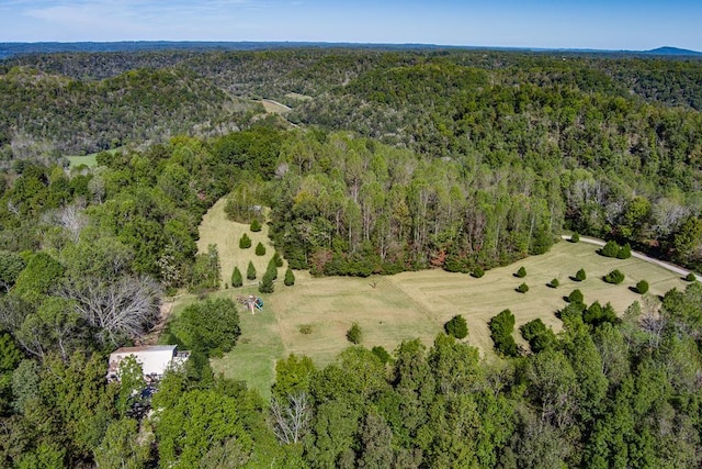 drone / aerial view with a forest view