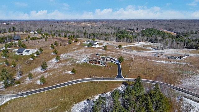 aerial view with a wooded view