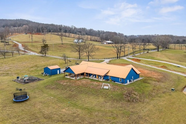 bird's eye view with a rural view