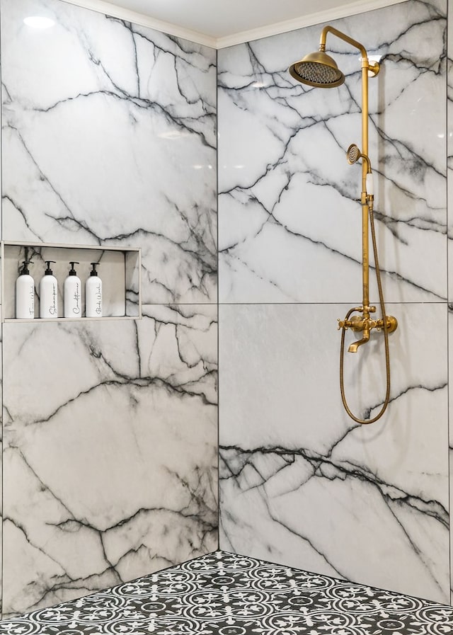 interior details with a marble finish shower