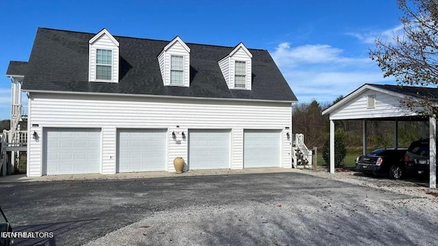 view of detached garage