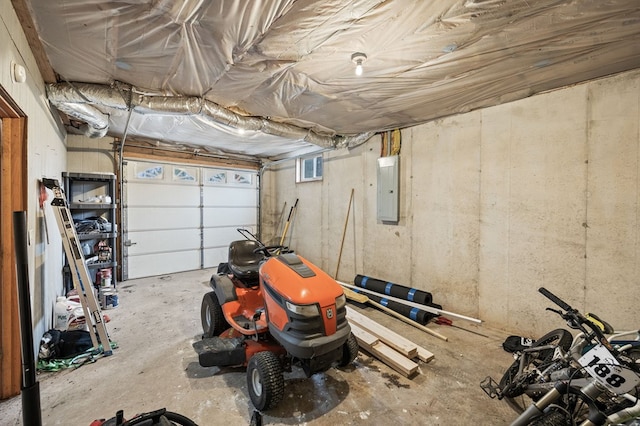 garage with electric panel