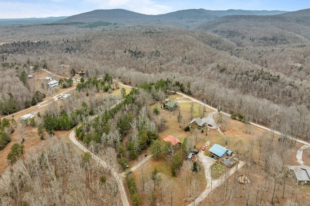 drone / aerial view with a mountain view