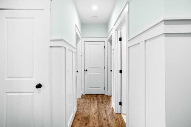 hall featuring light wood-style floors