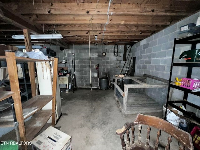 view of unfinished basement