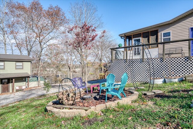 view of yard with a sunroom