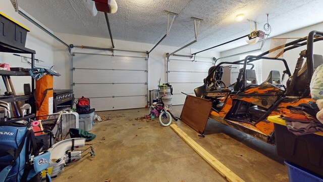 garage with a garage door opener