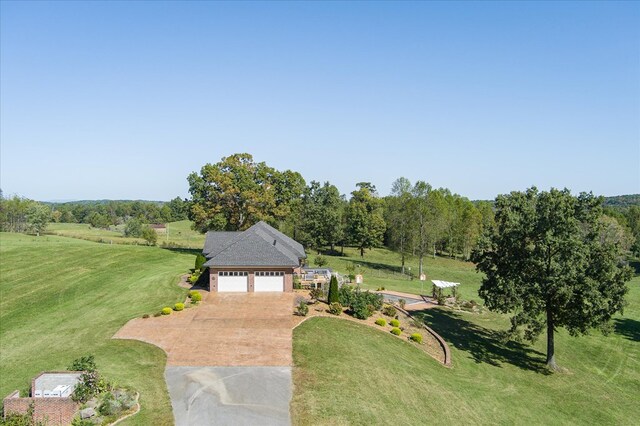 drone / aerial view with a rural view