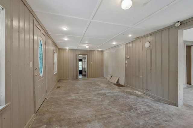 empty room with coffered ceiling