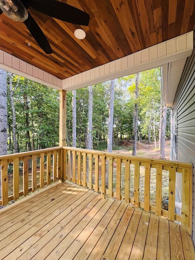 wooden terrace with ceiling fan