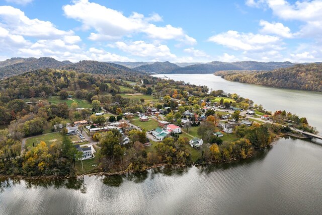 aerial view with a water and mountain view