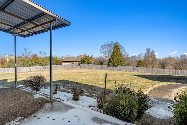 view of yard featuring fence