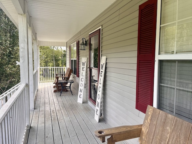 deck featuring a porch