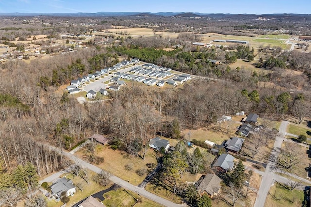 bird's eye view with a mountain view