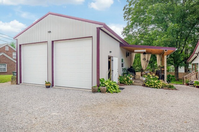 view of detached garage