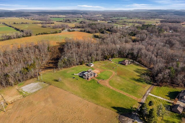 birds eye view of property with a rural view