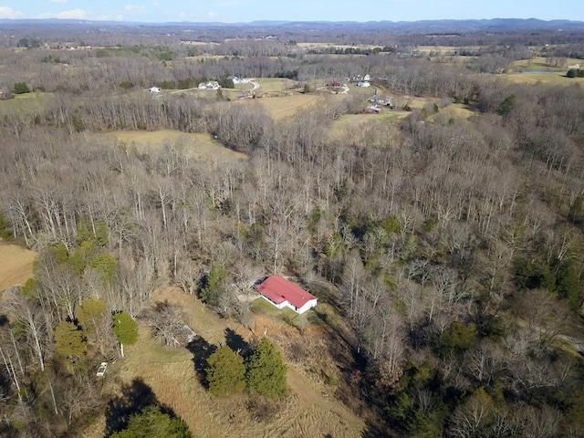 aerial view featuring a forest view