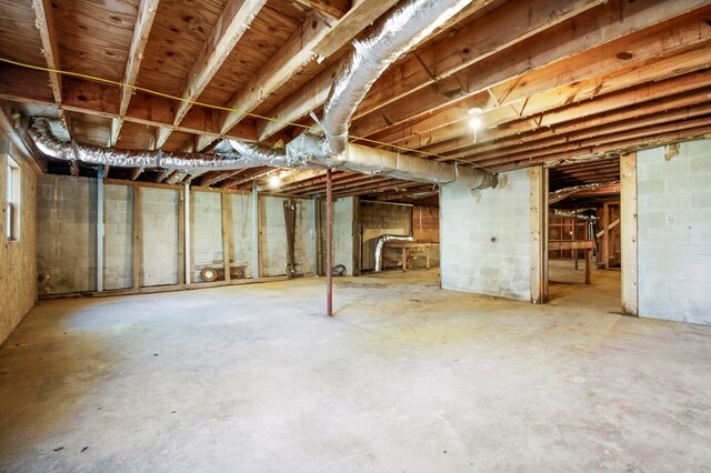 view of unfinished basement