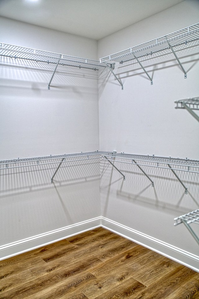 spacious closet with wood finished floors