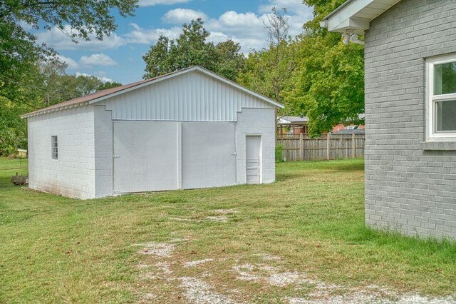 view of outbuilding with fence and an outdoor structure