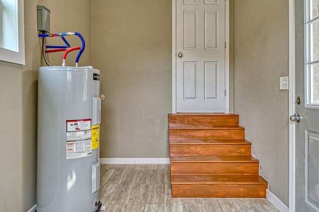 utility room featuring water heater