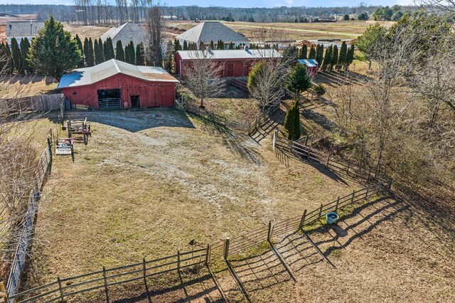 drone / aerial view with a rural view