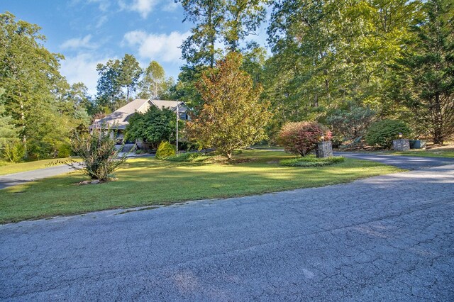 view of front of property with driveway and a front lawn