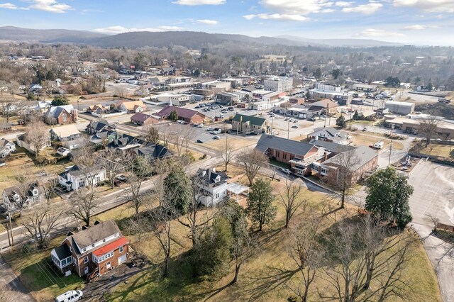 drone / aerial view with a residential view and a mountain view