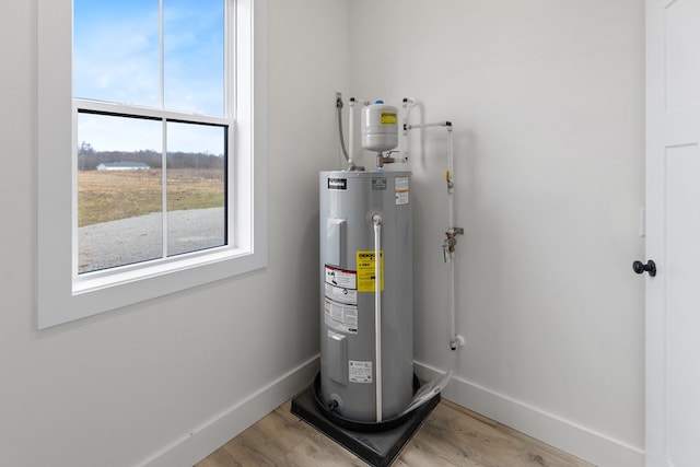 utility room featuring electric water heater