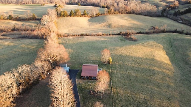 birds eye view of property with a rural view