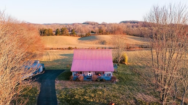 aerial view featuring a rural view