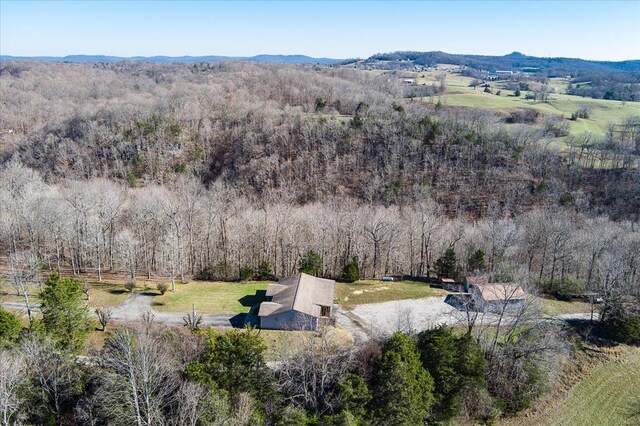 birds eye view of property featuring a rural view and a mountain view