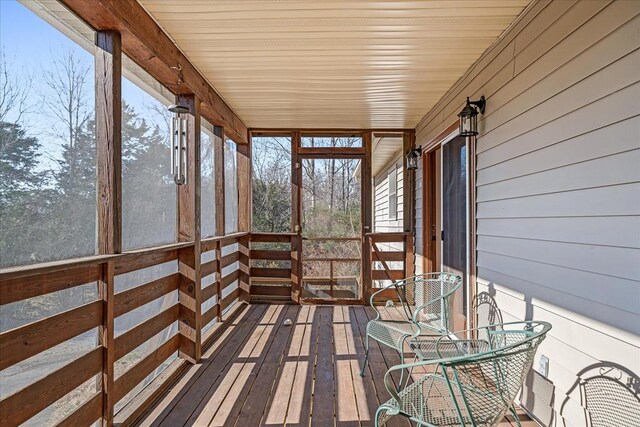 view of unfurnished sunroom