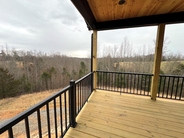 deck with a wooded view