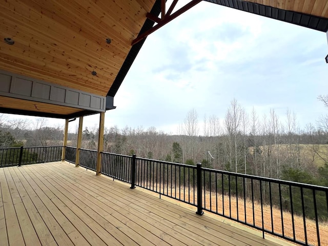 deck with a forest view