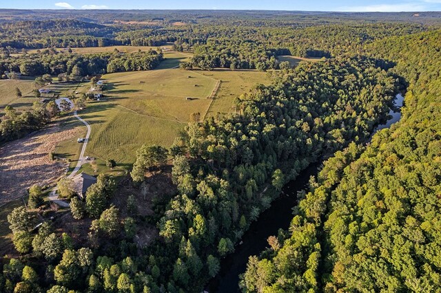 drone / aerial view featuring a view of trees