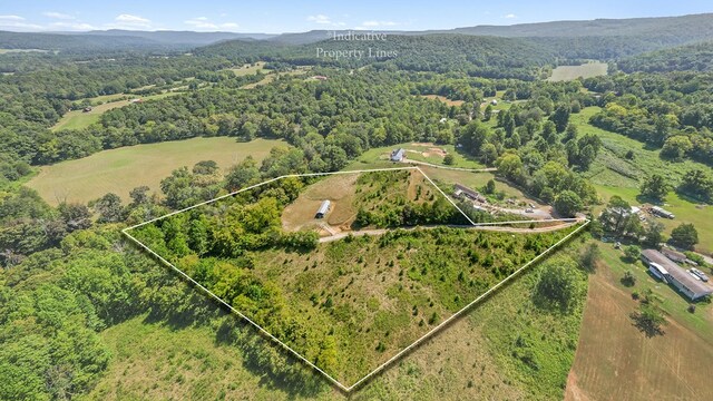 birds eye view of property with a forest view