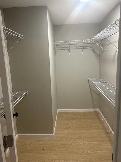 spacious closet with wood finished floors