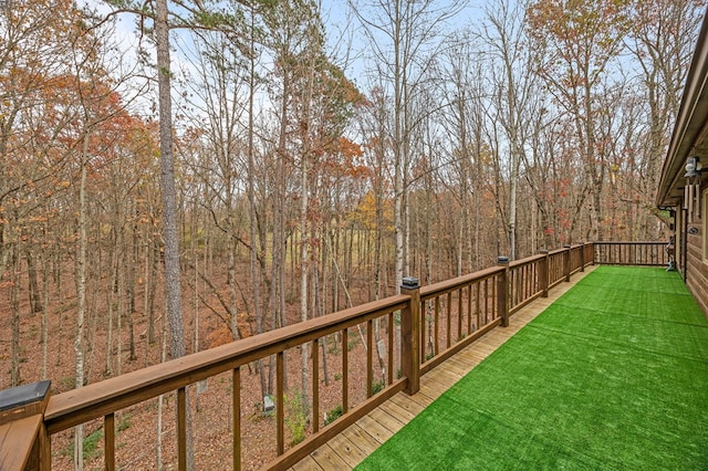 deck featuring a lawn