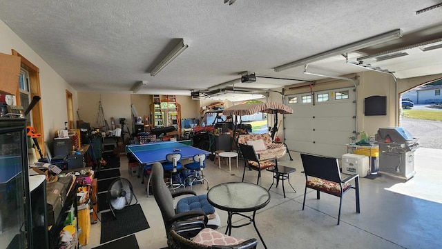 garage with a garage door opener