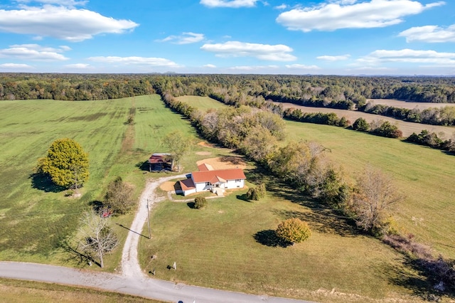 birds eye view of property featuring a rural view