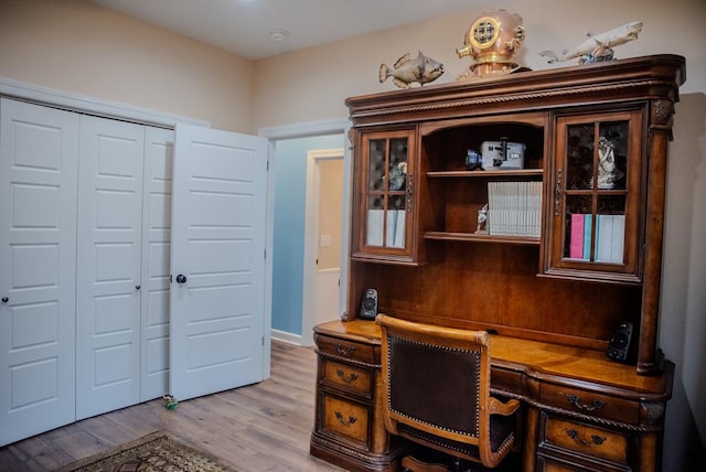 office space featuring light wood finished floors