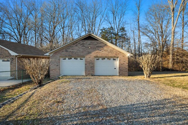 view of detached garage