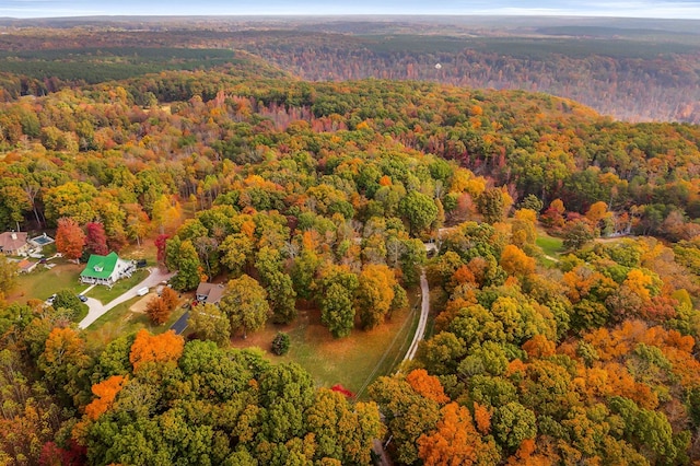 aerial view with a wooded view