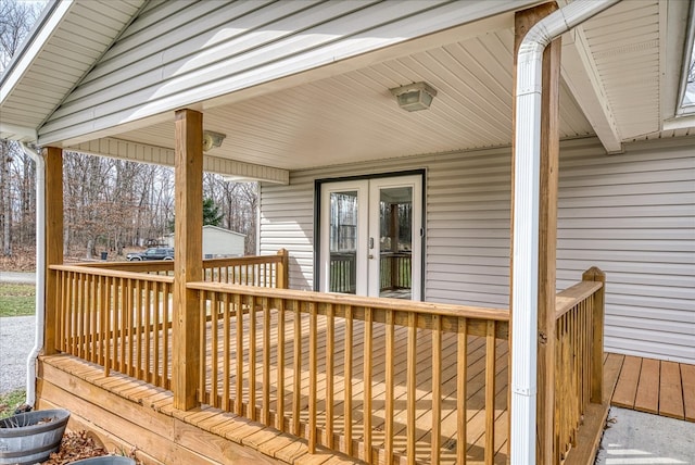 wooden terrace with french doors