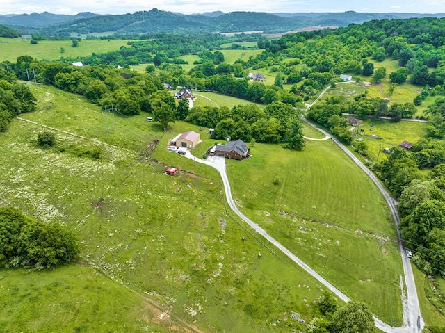 bird's eye view with a rural view and a mountain view