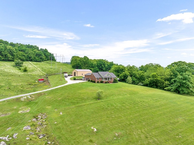 aerial view with a rural view