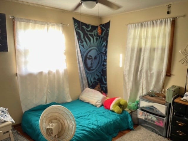 bedroom featuring a ceiling fan