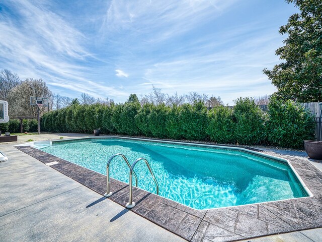 view of pool featuring a fenced in pool