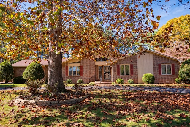 view of front of property featuring crawl space and brick siding